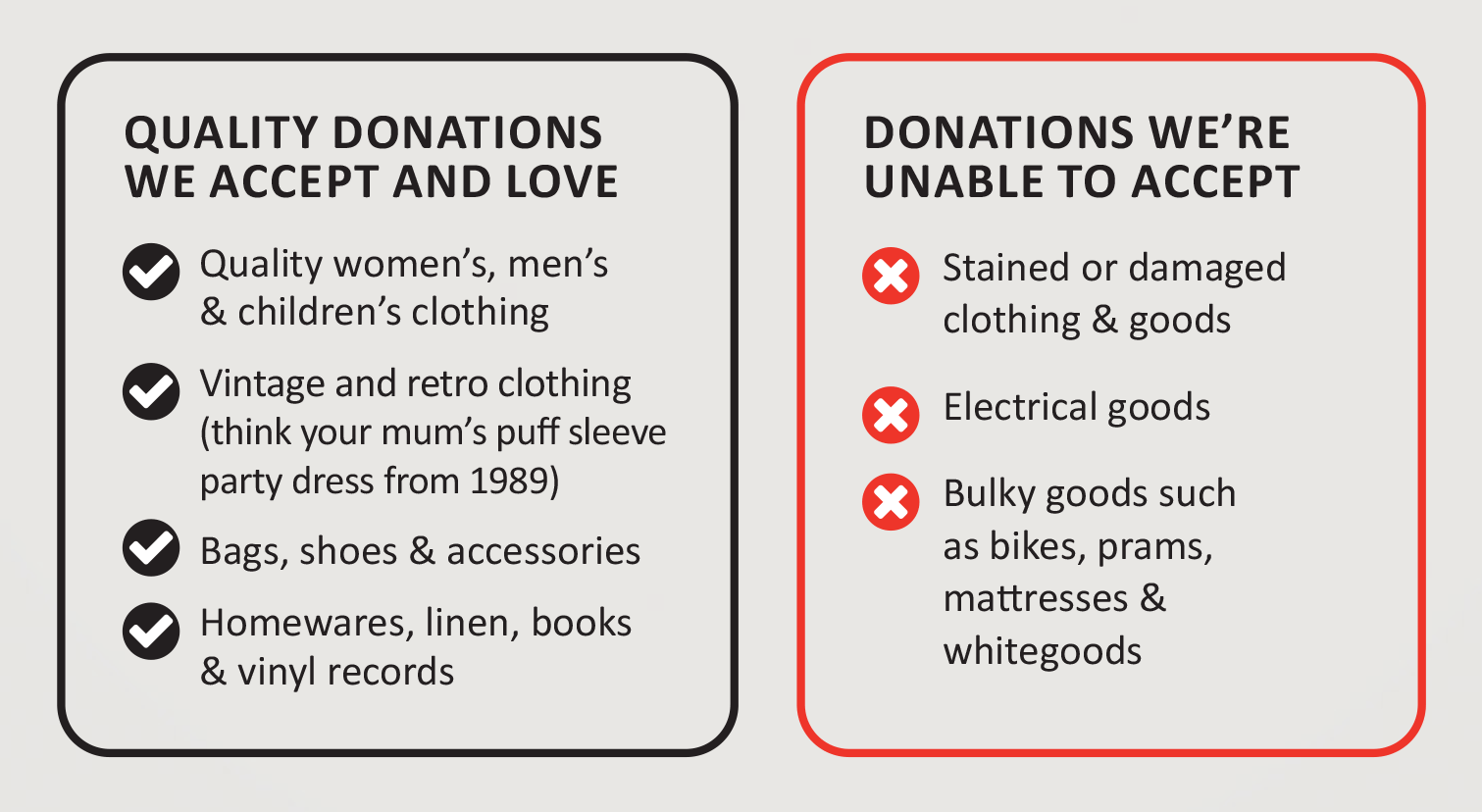 What you can and can't donate