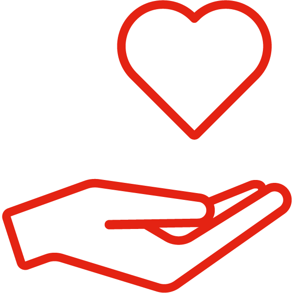 An icon of a hand holding a heart symbol