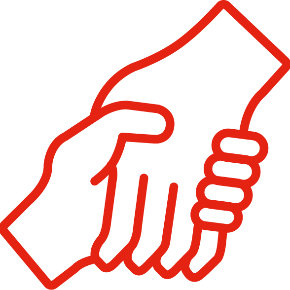 An icon of two hands shaking