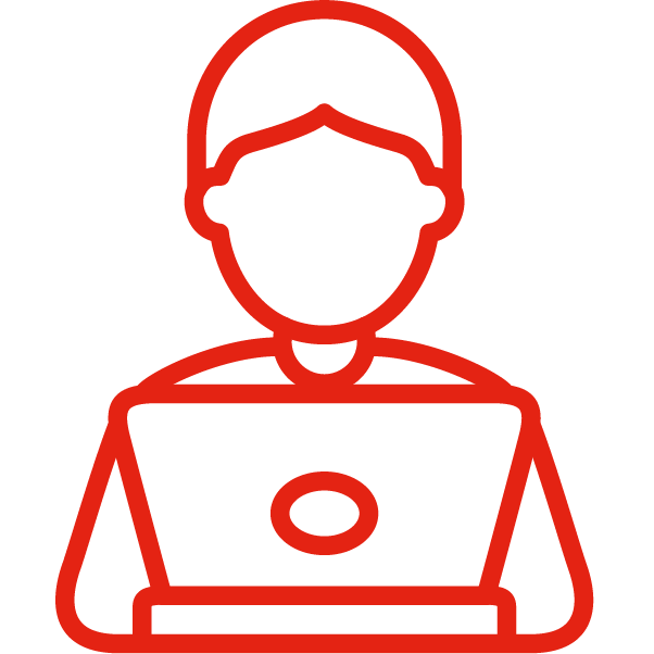 An icon of a person using a laptop computer