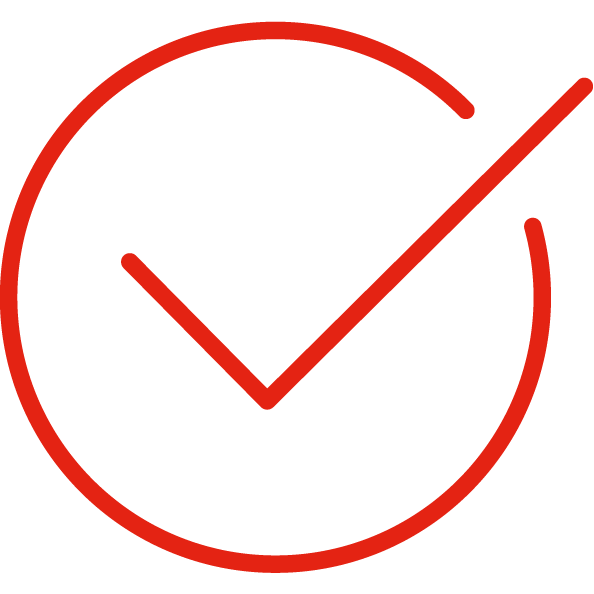 A tick symbol inside a circle