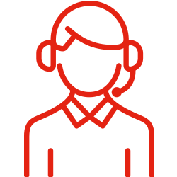 An icon of a person wearing headset, representing service and support