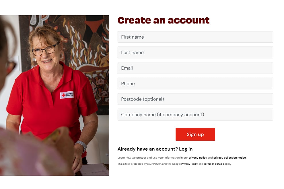 Fill in the sign-up form