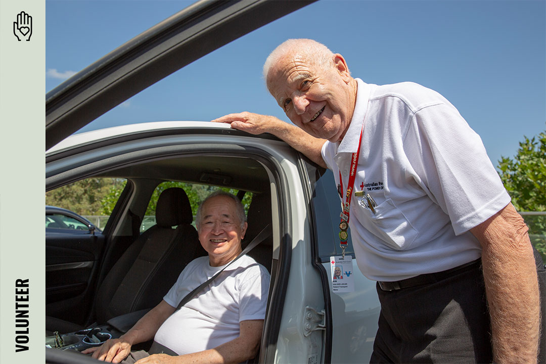 Red Cross Transport Driver with a client