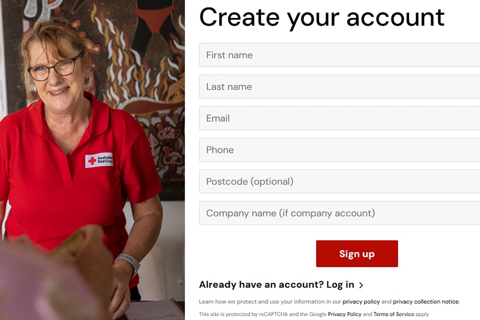 Fill in the sign-up form